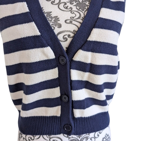 Reformation Zola Sweater Vest Womens Large Nautical Coastal Y2K Striped Cotton - Picture 6 of 13